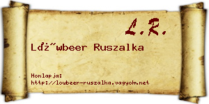 Löwbeer Ruszalka névjegykártya